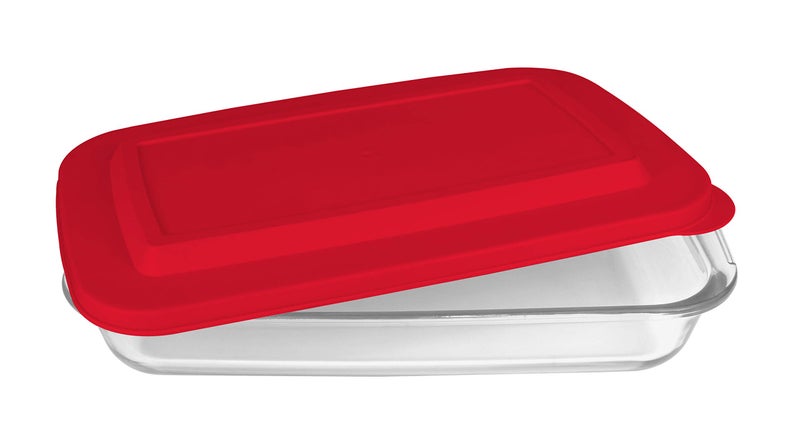 Le Regalo HW1236 Glass Casserole with Insulated Bag, Ideal for Picnic, Potluck, Hiking & Beach Trip-Retains Hot and Cold Temperature of Food, Overall12 "x 7.5"x2 "- Red - Image 2